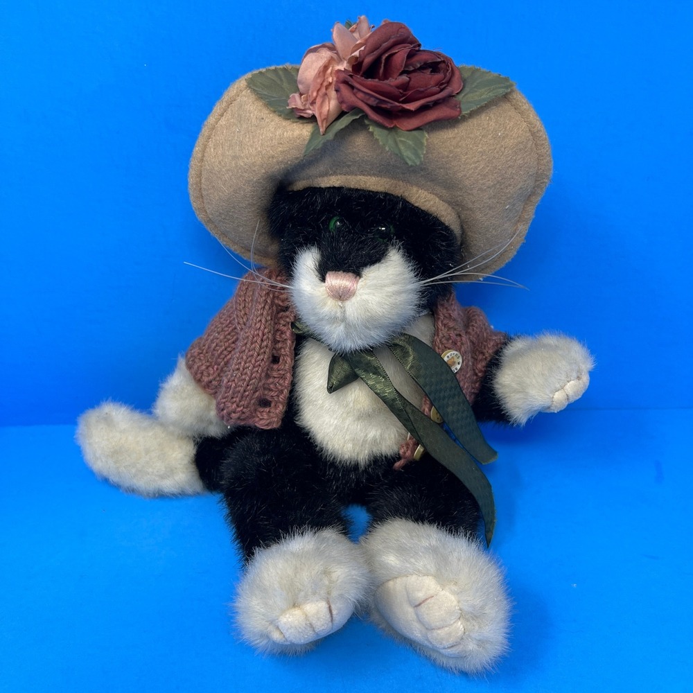 Boyds Collection Mrs Petrie Cat Plush 12 Inch Black White Archive Series 1990
